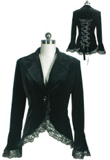 Gothic Lace Trim Corset Velvet Jacket