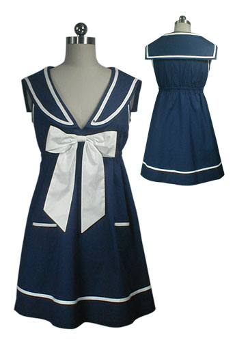 Navy Bow Tie Sailor Mini Dress Tunic Top
