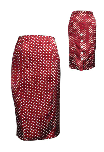 Red Sexy Polka Dot High-Waist Pencil Skirt