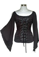 Plus-Size Lace-Up Gothic Corset Jersey Top