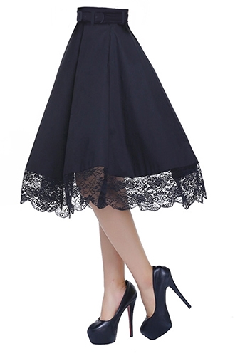 Skirt with Scalloped Lace Hem