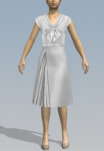 Pleated Dress with Bow