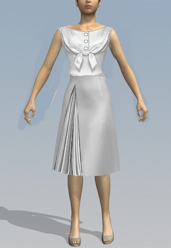PLeated Dress Bow and Buttons