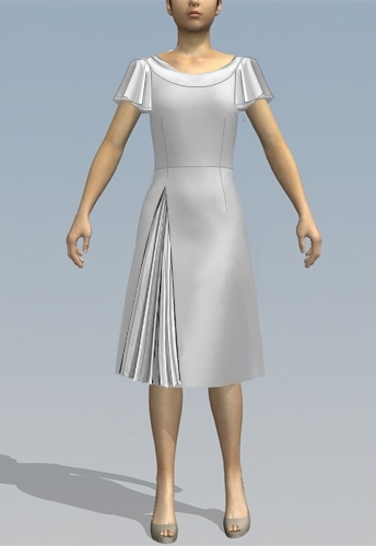 Pleated Dress with soft Sleeves