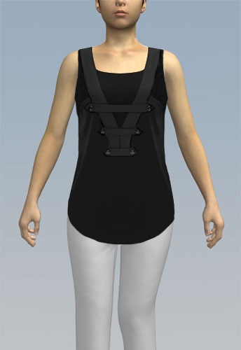 shirt with rounded hem and sleeveless