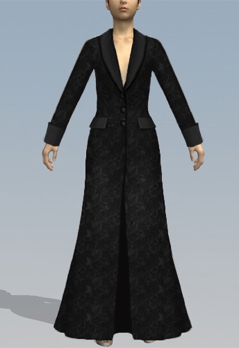 30s Noir Long Evening Coat