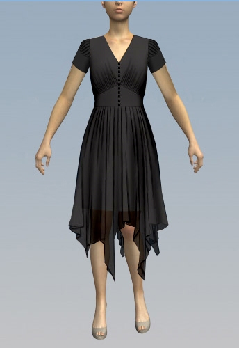 Pleated Sleeve Handkerchief Dress