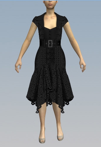 Belted lace handkerchief dress