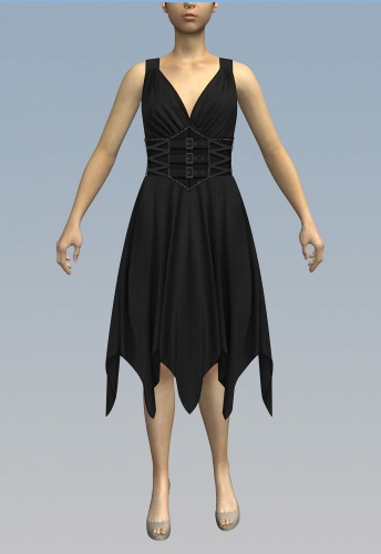 3-belt corset waist handkerchief dress