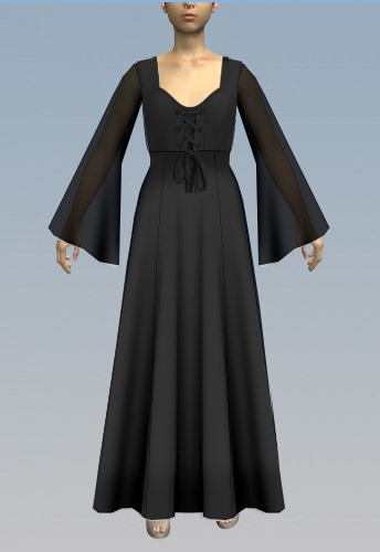 Sheer trumpet sleeve corset maxi dress