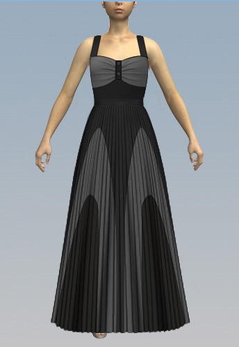 Contrasting pleated maxi dress