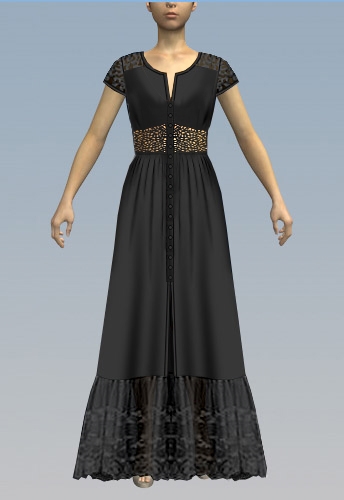 Buttoned lace inlay maxi dress
