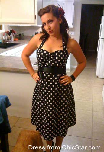 50's Style Rockabilly Polka-Dot Halter Dress