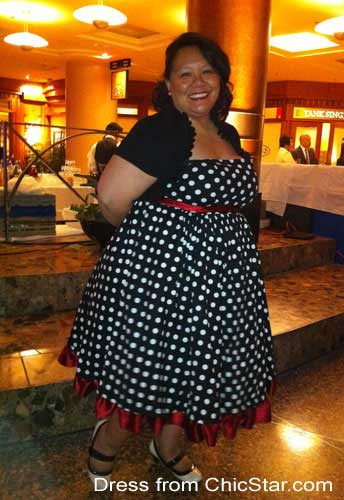 Plus-Size Bowknot Polka-dot Dress