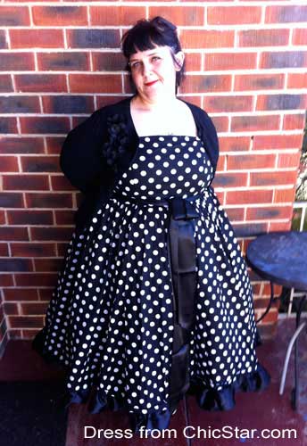 Plus-Size Bowknot Polka-dot Dress