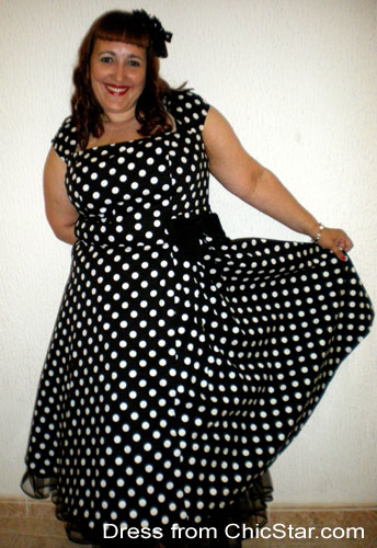 Plus-size Polka-Dot Belted Pleat Dress