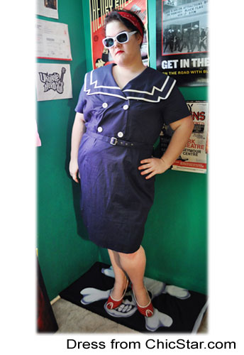 Plus-Size Vintage Sailor Pencil Cotton Dress