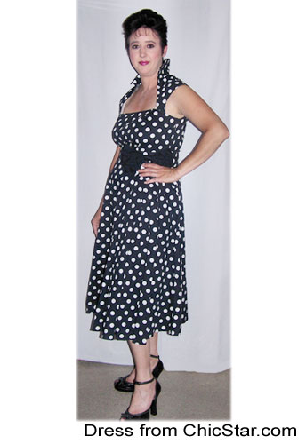 Polka-Dot Belted Pleat Dress