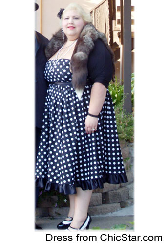 Plus-Size Bowknot Polka-dot Dress