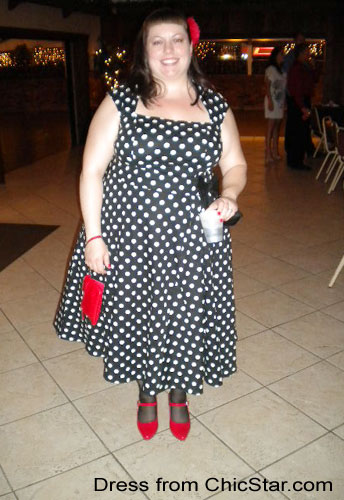 Polka-Dot Belted Pleat Dress