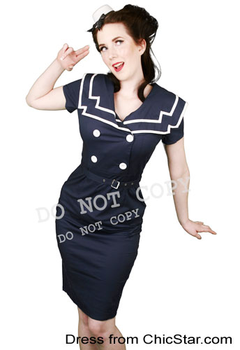 Vintage Sailor Pencil Cotton Dress