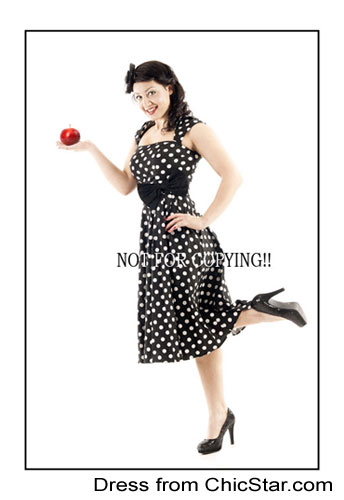 Polka-Dot Belted Pleat Dress