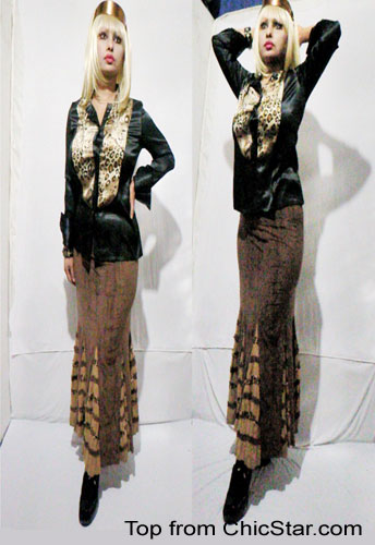 Leopard Print Tuxedo Shirt Top