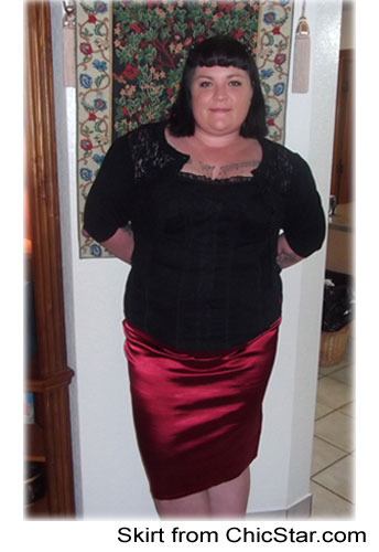Plus-Size High-Waist Belted Satin Skirt