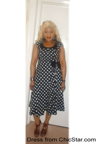 Polka-Dot Belted Pleat Dress