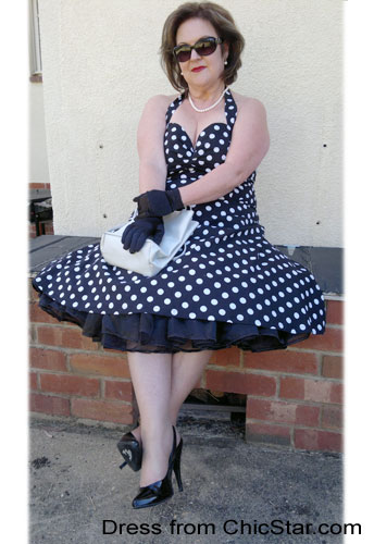 50's Style Rockabilly Polka-Dot Halter Dress