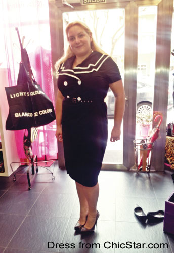 Plus-Size Vintage Sailor Pencil Cotton Dress