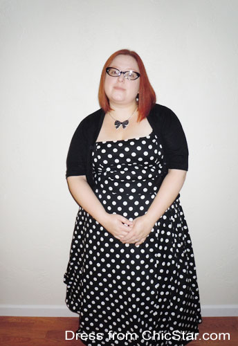 Plus-size Polka-Dot Belted Pleat Dress