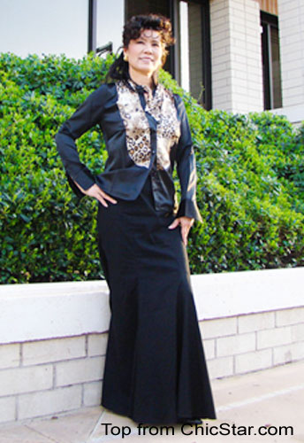 Leopard Print Tuxedo Shirt Top