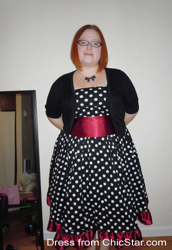 Plus-Size Bowknot Polka-dot Dress