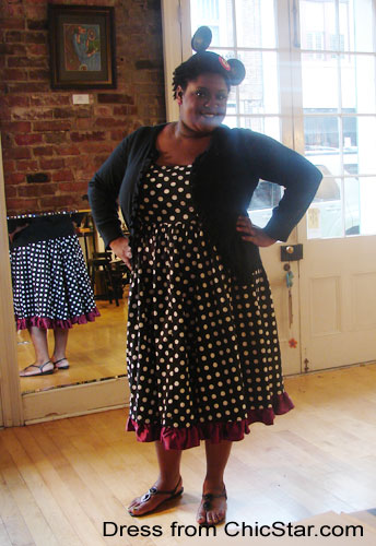 Plus-Size Bowknot Polka-dot Dress