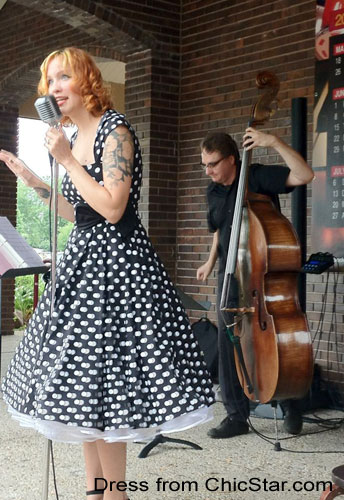 Polka-Dot Belted Pleat Dress