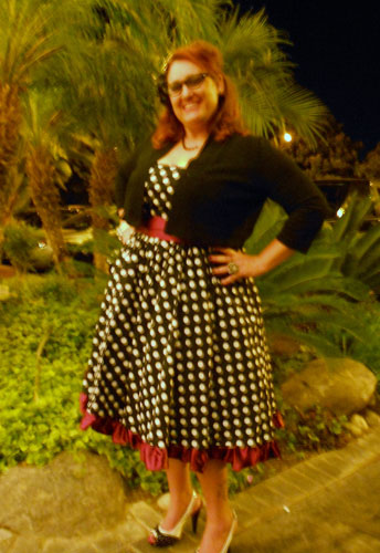 Plus-Size Bowknot Polka-dot Dress