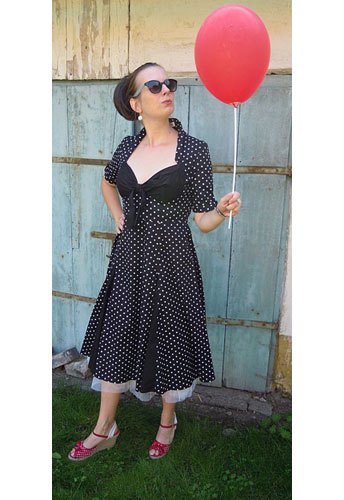 Retro Polka-Dot Swing Dress