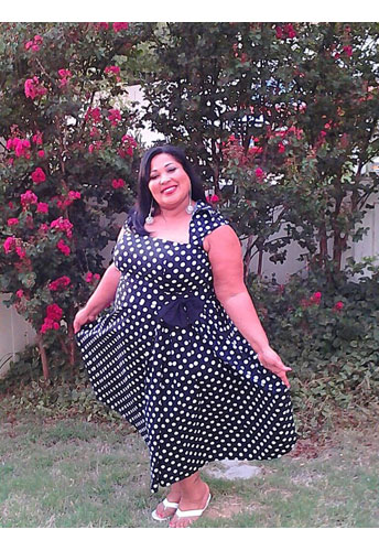 Plus-size Polka-Dot Belted Pleat Dress