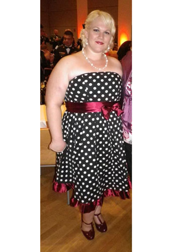 Plus-Size Bowknot Polka-dot Dress