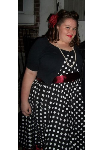 Plus-Size Bowknot Polka-dot Dress