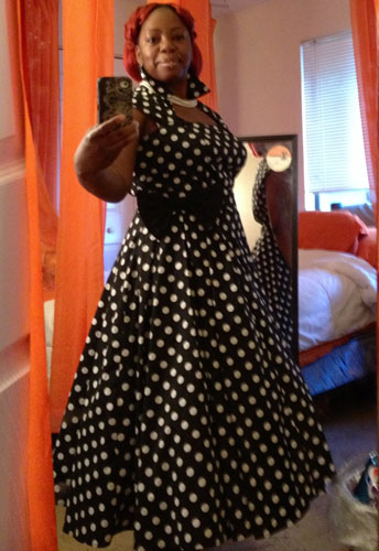 Polka-Dot Belted Pleat Dress