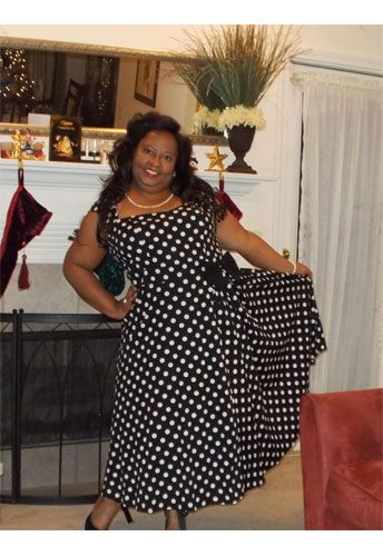 Plus-size Polka-Dot Belted Pleat Dress
