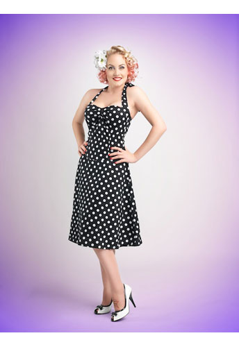 50's Style Rockabilly Polka-Dot Halter Dress