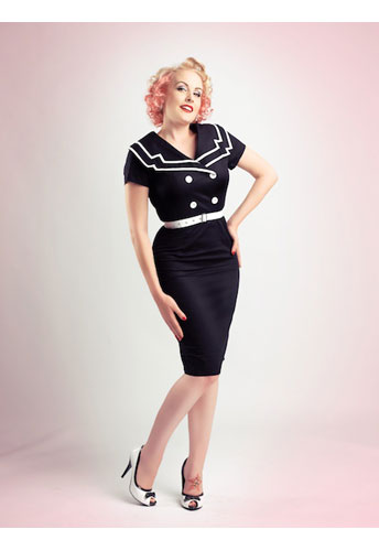 Vintage Sailor Pencil Cotton Dress