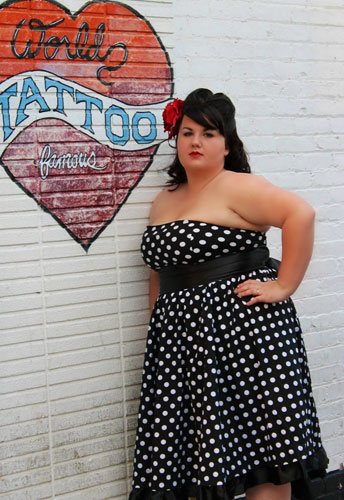 Plus-Size Bowknot Polka-dot Dress