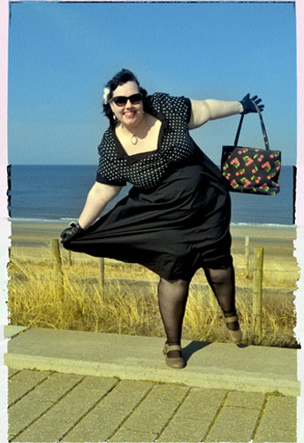 Plus Size Polka-dot Flare Dress