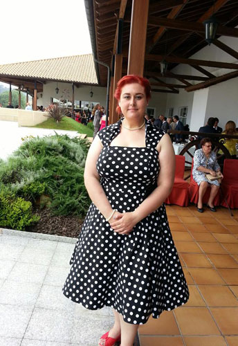 Plus-size Polka-Dot Belted Pleat Dress