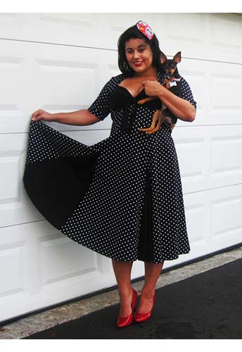 Retro Polka-Dot Swing Dress