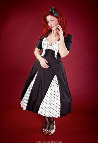 Retro Polka-Dot Swing Dress